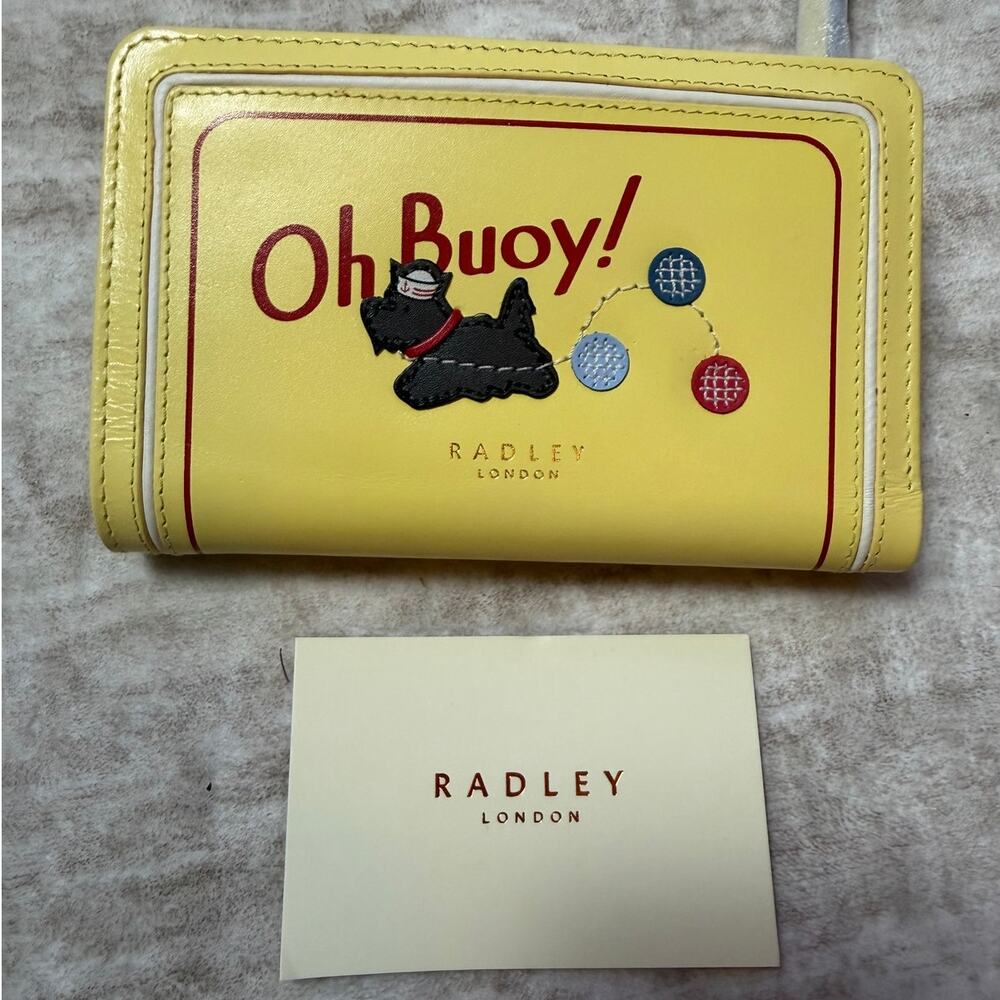 RADLEY LONDON Yellow Oh Buoy Scottie Dog Sailors Hat & 3 Ball Leather Wallet